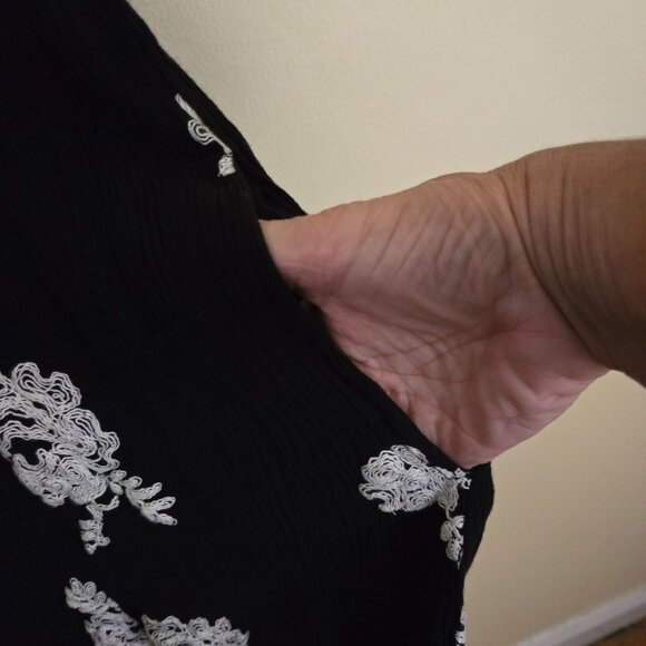 Free People Emma Austin Swing Trapeze Dress Black Embroidered Long Sleeve Size S - Picture 12 of 16